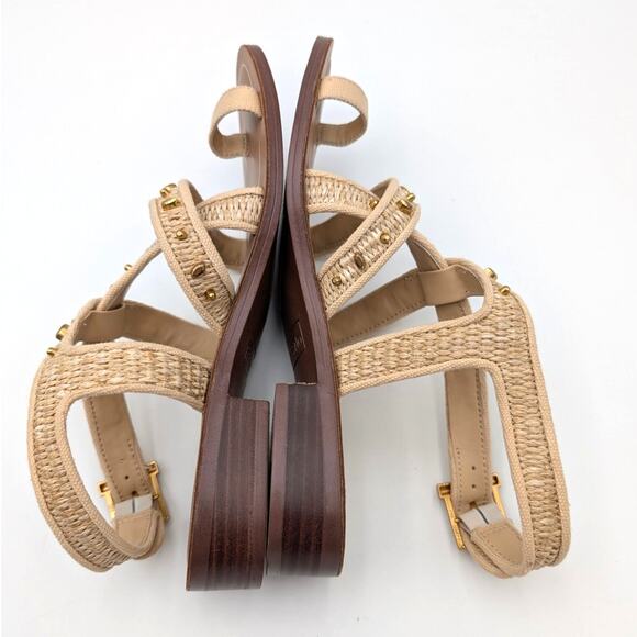 Franco Sarto Ina 2 Toe Loop Ankle Strap Heel Sandal Beige Size US8M EU38.5 - Picture 4 of 11